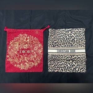 Dior dust bag pouch Red and Leopard Print authentic Dior beauty